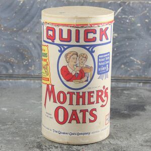 Quaker Oats Quick Mothers Oats cardboard advertising canister, vintage